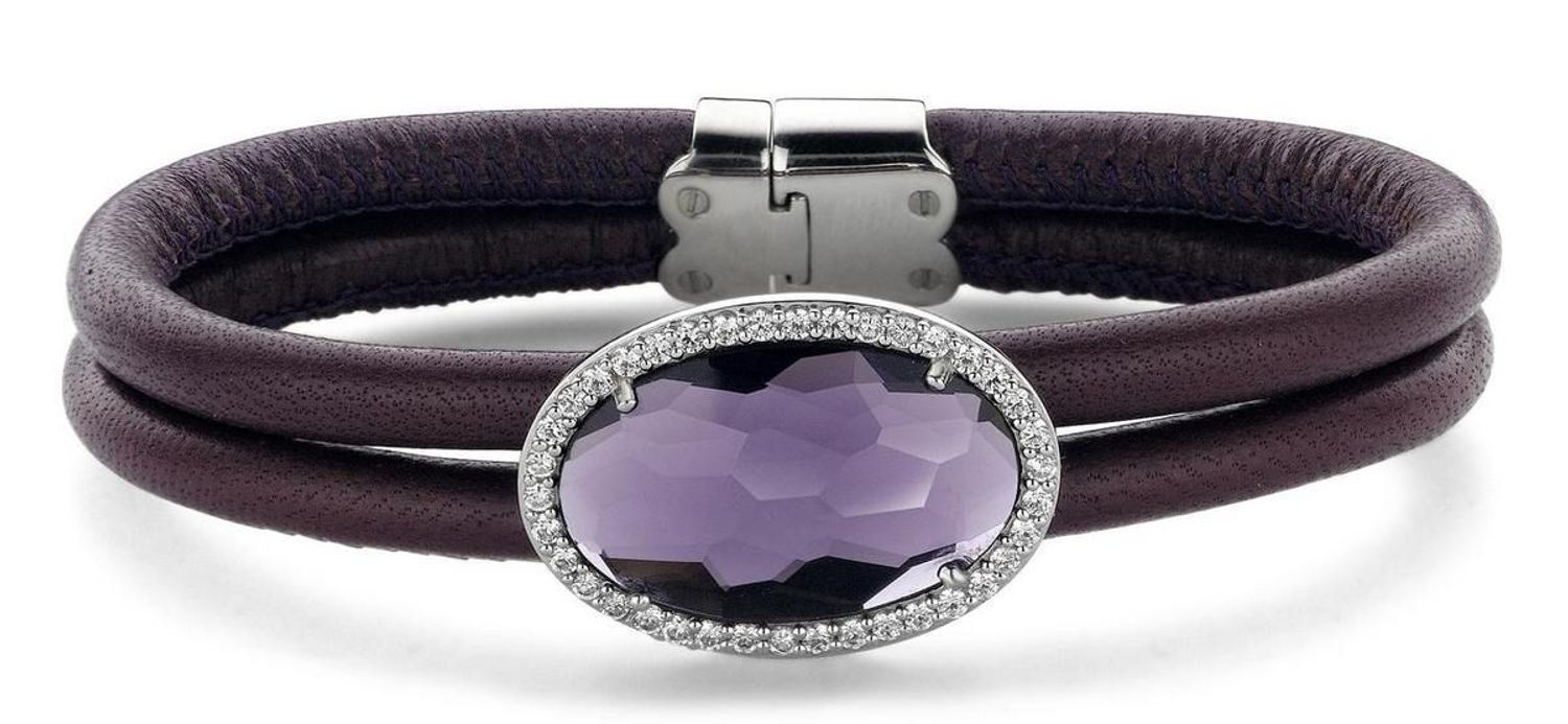 Bransoletka srebrna damska TI SENTO 2759MA fioletowa skóra srebro.jpg